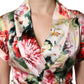 Multicolor Floral Short Sleeves Sheath Midi Dress