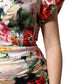 Multicolor Floral Short Sleeves Sheath Midi Dress