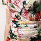 Multicolor Floral Short Sleeves Sheath Midi Dress