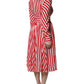 White Red Stripes Long Sleeves Midi Dress