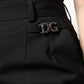 Black Polyester High Waist Dress Pants