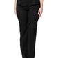 Black Wool High Waist Boot Cut Dress Pants