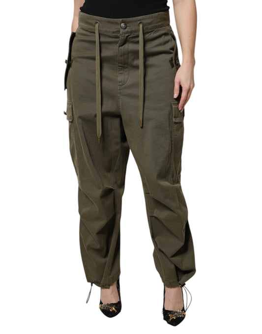 Army Green High Waist Cargo Pants
