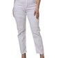 White Cotton High Waist Skinny Denim Jeans
