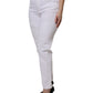 White Cotton High Waist Skinny Denim Jeans