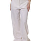 White Wool Mid Waist Wide Leg Pants