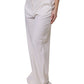 White Wool Mid Waist Wide Leg Pants