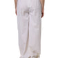 White Wool Mid Waist Wide Leg Pants