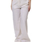 White Wool Mid Waist Wide Leg Pants