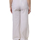 White Wool Mid Waist Wide Leg Pants