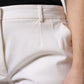 White Wool Mid Waist Wide Leg Pants