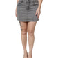 Gray Cotton Stretch Mid Waist Denim Mini Skirt