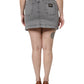 Gray Cotton Stretch Mid Waist Denim Mini Skirt