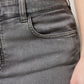 Gray Cotton Stretch Mid Waist Denim Mini Skirt