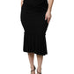 Black Mermaid Cut High Waist Midi Skirt