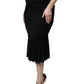 Black Mermaid Cut High Waist Midi Skirt
