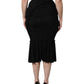 Black Mermaid Cut High Waist Midi Skirt