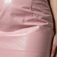 Glossy Pink Cotton High Waist Mini Skirt