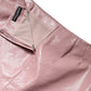 Glossy Pink Cotton High Waist Mini Skirt