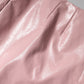 Glossy Pink Cotton High Waist Mini Skirt