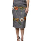 Multicolor Floral Print High Waist Pencil Cut Skirt