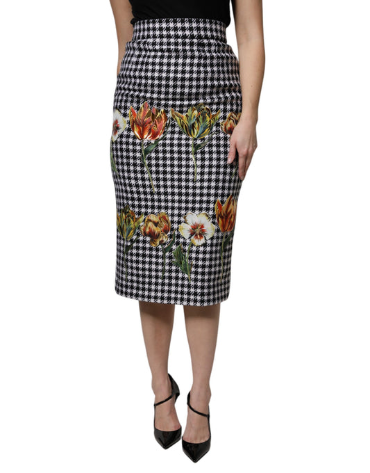 Multicolor Floral Print High Waist Pencil Cut Skirt