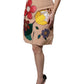 Beige Floral High Waist Pencil Cut Skirt