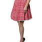 Red White High Waist A-line Above Knee Skirt