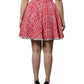 Red White High Waist A-line Above Knee Skirt