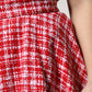 Red White High Waist A-line Above Knee Skirt