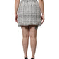 White Black High Waist Tartan Tweed Mini Skirt