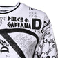 White Graffiti Print Cotton Crew Neck T-shirt