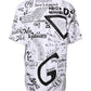 White Graffiti Print Cotton Crew Neck T-shirt