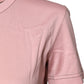 Pink Logo Print Cotton Crew Neck T-shirt