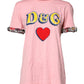 Pink Logo Print Cotton Crew Neck Tee T-shirt