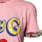 Pink Logo Print Cotton Crew Neck Tee T-shirt