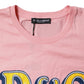 Pink Logo Print Cotton Crew Neck Tee T-shirt