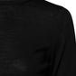 Black Wool Knit Crew Neck Pullover Sweater