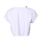 White Cotton Crew Neck Cropped T-shirt Top