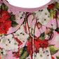 Pink Floral Silk Short Sleeves Blouse Top