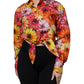 Multicolor Floral Cotton Cropped Blouse Top