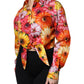 Multicolor Floral Cotton Cropped Blouse Top
