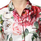 White Floral Silk Lounge Sleepwear Blouse Top