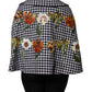 Black White Monochrome Patterned Floral Cape Jacket