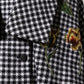 Black White Monochrome Patterned Floral Cape Jacket