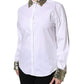 White Cotton Long Sleeves Sequin Shirt Top