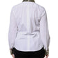 White Cotton Long Sleeves Sequin Shirt Top