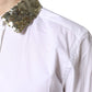 White Cotton Long Sleeves Sequin Shirt Top