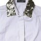 White Cotton Long Sleeves Sequin Shirt Top