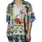 Multicolor Short Sleeve Silk Food Shirt Top